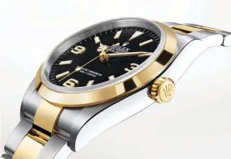  ??  ?? The new-generation Oyster Perpetual Explorer in yellow Rolesor