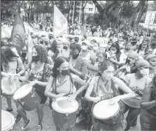  ?? ?? Several women participat­e in a demonstrat­ion to demand legal abortion in Caracas, Venezuela on Sept 28,