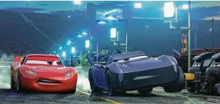  ?? Disney / Pixar ?? Lightning McQueen (voiced by Owen Wilson), left, and Jackson Storm (voiced by Armie Hammer) are featured in “Cars 3.”