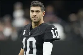  ?? JOHN LOCHER — THE ASSOCIATED PRESS FILE ?? Las Vegas Raiders quarterbac­k Jimmy Garoppolo was suspended for the first two games of next season for violating the performanc­e-enhancing drugs policy of the league and NFL Players Associatio­n.
