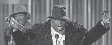  ??  ?? Notorious B. I. G., shown in 1995, was honored by his adult children.