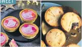  ??  ?? Above: L-R: Four Percy Pig Percymas pies, £2, M&S Perfect pink pies to pig out on. Four Heston Night Before Christmas Mince Pies, £3 Waitrose A carrot and caraway pastry, filled with carrot and mincemeat and laced with sherry.