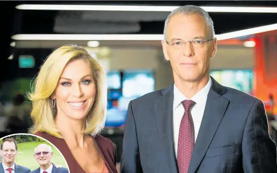  ?? Photo (inset) / File ?? Simon Dallow, whose father Ross (inset, with Simon in 2013) died this week, will stay on as TVNZ’s sole 6pm newsreader after the exit of Wendy Petrie (above left).