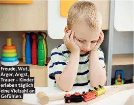  ??  ?? Freude, Wut, Ärger, Angst, Trauer – Kinder erleben täglich eine Vielzahl an Gefühlen.