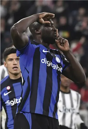  ?? AP ?? Inter Milan’s Romelu Lukaku after he scored in the Italian Cup semi-final first leg against Juventus