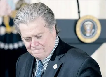  ?? Andrew Harnik Associated Press ?? STEPHEN K. BANNON, who was removed as President Trump’s senior strategist, had clashed with several of the president’s aides, including those aligned with the Koch network, over his hard-right views.