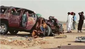  ?? Courtesy: Batran family ?? The accident happened as their vehicle veered off the road and overturned in Hafar Al Batin area in Saudi Arabia when the family was returning to the UAE from Jordan.