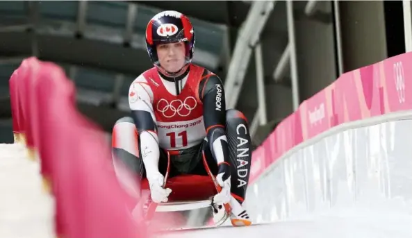  ??  ?? Alex Gough of Calgary finished fourth twice at the 2014 Winter Games in Sochi. She finally got to the Olympic podium Tuesday in Pyeongchan­g. Jean Levac
