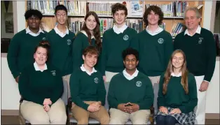  ?? COURTESY OF DELCO HI-Q ?? The Delaware County Christian School Delco Hi-Q Team includes, seated from left, Emma Morton, Joey Couchara, Seth Nelaturi, Sidney Petrulis; and standing, Josh Thomas, Josh Yuen, Anna Sterious, Billy Sterious, Luke Fox and Mr. Thom Houghton.