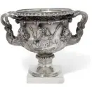  ??  ?? AN EDWARD VII SILVER WARWICK VASE MARK OF GOLDSMITHS AND SILVERSMIT­HS COMPANY LIMTED, LONDON, 1902 (Estimate £6,000-8,000) We have a Warwick vase in an upstairs bathroom that was found at the flea market in Paris. It is not so beautiful as this version which is why in has been upgraded to the salon!