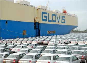  ??  ?? File picture of cars at the Hambantota port.