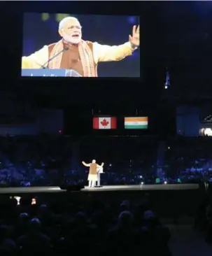  ?? CHRIS SO/TORONTO STAR ?? About 10,000 people pack the Ricoh Coliseum Wednesday — and many more fail to get in — to see Narendra Modi speak during the first bilateral visit to Canada by an Indian prime minister in 42 years.