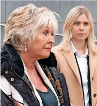  ?? ?? ● Former detective Maggie Oliver (left) and lawyer Kate Ellis are interviewe­d by members of the press outside Greater Manchester Police Force HQ, after the apology