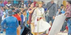  ?? IANS ?? Kangana Ranaut during a shoot for the historical epic film Manikarnik­a, in Jaipur in 2018. As budgets shrink, one thing we are less likely to see is the lavish cinematic spectacle. Small, intimate films are likely to take their place.