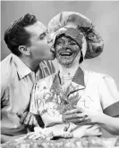  ?? Photograph: Archive Photos/Getty Images ?? Lucille Ball is a ‘huge influence’ … Desi Arnaz licks his wife’s face In I Love Lucy.