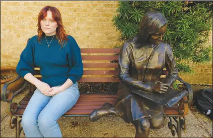  ?? ACACIA CORONADO / AP ?? Samantha Sorsby-jones, 20, sits on a bench Jan. 7 in Austin, Texas, near the road she would take in high school to access her then-nearest Title X clinic. Access to reproducti­ve healthcare is likely to command fresh scrutiny before the Republican-controlled Texas Capitol, where new restrictio­ns are on the table in the first session since a stringent statewide abortion ban took effect.