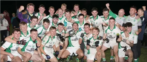  ??  ?? The Crossabeg-Ballymurn crew celebratin­g their fourth adult county football title in the space of just seven years in St. Patrick’s Park on Friday.