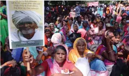  ?? — ASIAN AGE ?? Senior citizens during a protest demanding entitlemen­t of universal old age pension at Jantar Mantar in New Delhi on Sunday.