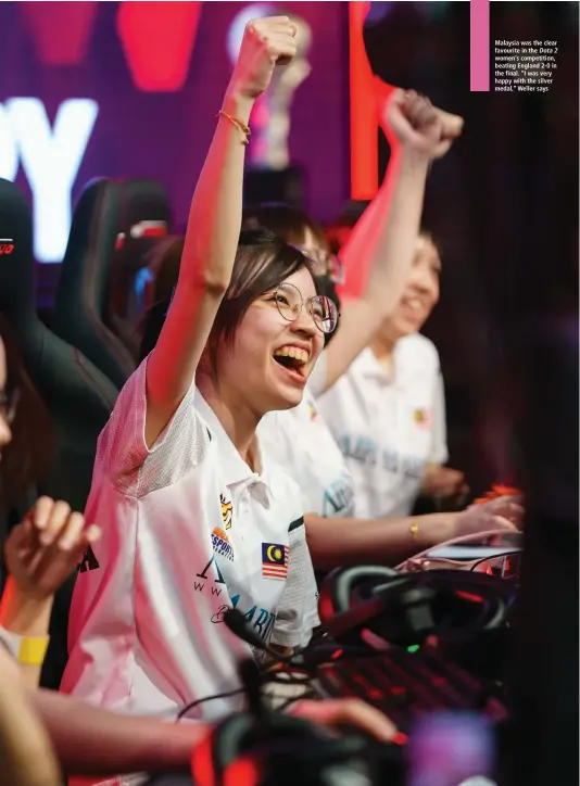  ?? ?? Malaysia was the clear favourite in the Dota 2 women’s competitio­n, beating England 2-0 in the final. “I was very happy with the silver medal,” Weller says