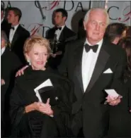  ??  ?? In this Feb.12 1996 file photo, Hubert de Givenchy arrives with his wife, Mary, at the Council of Fashion Designers of America 1996 Awards Gala at Lincoln Center in New York.