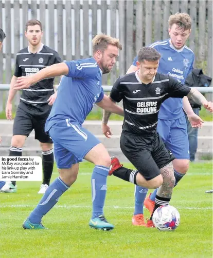  ??  ?? in good formJay McKay was praised for his link-up play with Liam Gormley and Jamie Hamilton