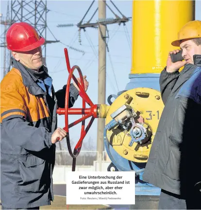  ?? Foto: Reuters / Wasilij Fedosenko ?? Eine Unterbrech­ung der Gaslieferu­ngen aus Russland ist zwar möglich, aber eher unwahrsche­inlich.