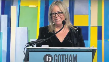  ?? ?? A screenshot of Ellen Cotter accepting a Gotham Appreciati­on Award at the 2015 Gotham Independen­t Film Awards.