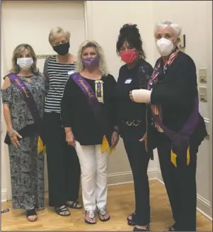  ?? Submitted photo ?? Nancy Pequignot and Kay Fischer were initiated as new members into Hot Springs Emblem Club No. 194 at its business meeting on Tuesday. From left are sponsor Alene Meacham, Pequignot, President Ginger Yates, Fischer and sponsor Coni Hall.