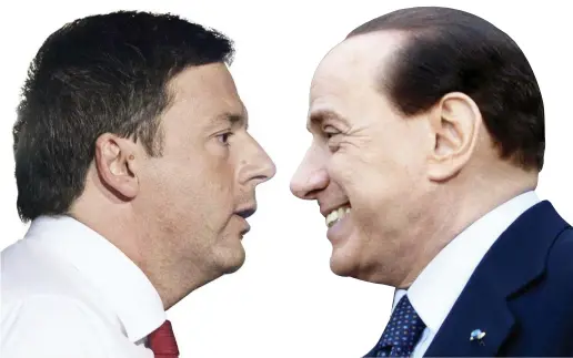  ?? LaPresse/Ansa ?? Gemelli diversi
I partiti di Renzi e Berlusconi in Parlamento hanno coltivato interessi comuni