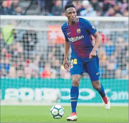  ?? FOTO: PEP MORATA ?? Yerry Mina disputó su primer partido en el Camp Nou frente al Getafe