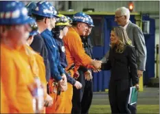 ?? PETER POWER/ THE CANADIAN PRESS VIA AP ?? Chrystia Freeland, Canada’s Minister of Foreign Affairs, meets with employees during her visit to Stelco in Hamilton, Ontario, on Friday.
