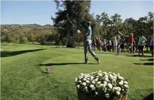  ?? Associated Press ?? Brendan Steele follows his drive from the fourth tee of the Silverado Resort North Course during the first round of the Safeway Open PGA golf tournament Thursday in Napa, Calif.