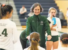  ?? Sean Gibson / 415sportsp­hotography.com ?? Sacred Heart Cathedral girls volleyball coach Margi Beima recently won her 500th career match with the school.