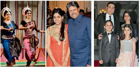  ??  ?? DONNING A DIFFERENT HAT: (From left to right) Dona Ganguly with daughter Sana; Amiya with her father Kapil Dev; V.V.S. Laxman with his family