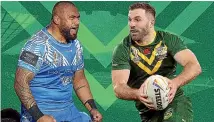  ?? ?? The two captains: Samoa’s Junior Paulo, left, and Australia’s James Tedesco.