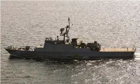  ?? Royal Danish Air Force/AP ?? Iranian destroyer Sahand in the Baltic Sea off the Danish island of Bornholm. Photograph: