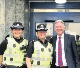  ??  ?? Dedication MSP Richard Leonard recently met with Monklands police officers