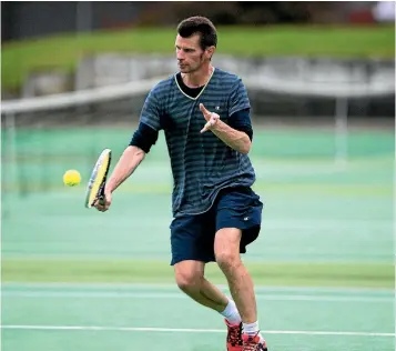  ?? PHOTO: WARWICK SMITH/FAIRFAX NZ ?? Gareth Toland had a win in the singles for Feilding Firebirds in the interclub tennis competitio­n on Wednesday.