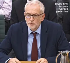  ??  ?? Under fire: Jeremy Corbyn yesterday