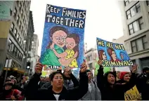  ?? PHOTO: REUTERS ?? People participat­e in a protest march calling for human rights and dignity for immigrants, in Los Angeles.