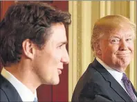  ?? THE CANADIAN PRESS/SEAN KILPATRICK ?? Prime Minister Justin Trudeau, left, and U.S. President Donald Trump take part in a joint press conference at the White House in Washington, D.C., on Feb. 13, 2017.