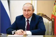  ?? SPUTNIK / KREMLIN POOL ?? Russian President Vladimir Putin cited slavery and the slaughter of Native Americans by the U.S. after President Joe Biden responded “I do” on Thursday when asked if he considers Putin a killer.