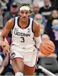  ?? Jessica Hill/Associated Press ?? UConn’s Aaliyah Edwards steals the ball from Creighton on Wednesday in Storrs.