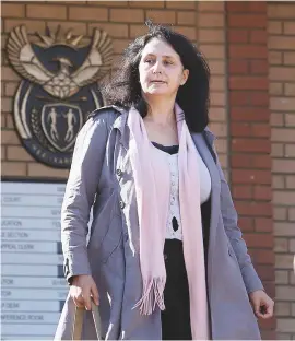  ?? Picture: Gallo Images ?? BACK IN COURT. Estate agent Vicky Momberg outside the Randburg Magistrate’s Court after her appearance on a charge of crimen injuria. The trial resumes next month.