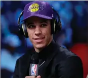  ??  ?? Frank Franklin II / The Associated Press
UCLA’s Lonzo Ball answers questions during an interview after being selected by the Los Angeles Lakers.