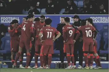  ?? ?? Liverpool’s manager Jurgen Klopp gives instructio­ns to his players during the English Premier League soccer match between Leicester City and Liverpool at the King Power Stadium in Leicester, England, on Dec. 28. AP PHOTO/RUI VIEIRA