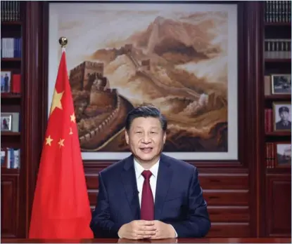  ?? XINHUA ?? President Xi Jinping delivers a New Year’s speech on Dec 31 via China Media Group and the internet.
