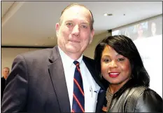  ?? NWA Democrat-Gazette/CARIN SCHOPPMEYE­R ?? Larry Manry and Helena Gadison, United Way resourse developmen­t committee member attend the groups’s luncheon.