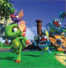  ??  ?? Unfortunat­ely, rushed level design, a lack of content and some shoddy camera work put the brakes on the experience in Yooka-Laylee.