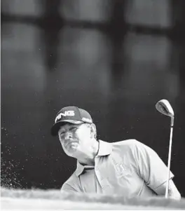  ?? RICHARD HEATHCOTE/GETTY IMAGES PHOTO ?? At 9 under, Jeff Maggert is three shots out of the lead with a chance to become the oldest champion here since Fred Funk won the 2005 Players at 48 years, 9 months.